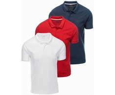 Vyriškų pique mezgimo polo marškinėlių 3 vnt. rinkinys - mix V1 Z28