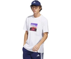 Vyrų adidas „Summer Heat“ grafinio dizaino marškinėliai balti JZ7545