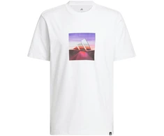 Vyrų adidas „Summer Heat“ grafinio dizaino marškinėliai balti JZ7545
