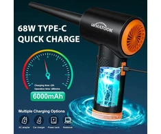 WHATOOK elektrinė dulkių pūstuvas 60 000 aps./min, 3 greičių, belaidė su LED, 6000 mAh