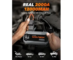 WOLFBOX automobilio akumuliatoriaus paleidimo įrenginys, 2000 A, 12000 mAh, USB-C 30 W, MegaVolt12