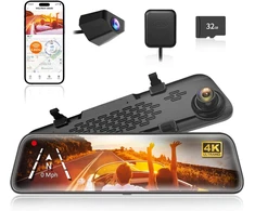 WOLFBOX veidrodinė automobilio vaizdo registratorius 12" jutiklinis ekranas 4K + galinė kamera G840S
