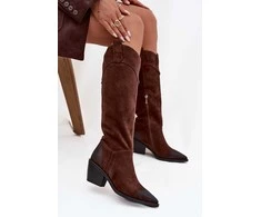 Women's Cowboy Boots With Heel Made Of Natural Suede Artiker 57C0230 Brown