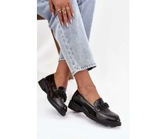 Women's Patent Loafers With Beads S.Barski HY52-541 Juodas