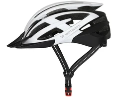Wozinsky MTB dviračio šalmas su nuimamu skydeliu ir galiniu USB apšvietimu M - Juoda ir Balta