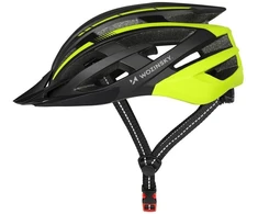 Wozinsky MTB dviračio šalmas su nuimamu skydeliu ir galine USB lempute, dydis L - Juodas ir geltonas