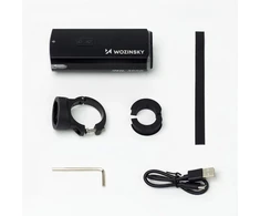 Wozinsky Priekinis dviračio žibintas + USB-C laidas (3000 lm) - Juodas