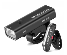 Wozinsky WSBLB2 Priekinis (400 lm) ir Galinis USB-C Dviračio Žibintų Rinkinys - Juodas