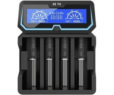 XTAR įkroviklis cilindrinėms li-jonų 18650 baterijoms, suderinamas su apsaugotais 20700/21700 elementais X4