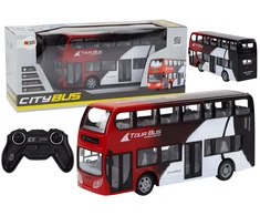 Lean Toys Nuotoliniu būdu valdomas dviaukštis autobusas su šviesomis 29x13.5x7.5 cm