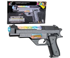 Lean Toys Žaislinis baterijomis maitinamas ginklas su šviesos ir garso efektais 24 cm