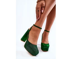 Žalios blizgios basutės su kulnu Step in style