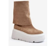 Zazoo 3410 Suede Moterų batai ant stambios platformos smėlio spalvos