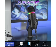 Zealsound USB kondensatorinis mikrofonas su RGB apšvietimu, ANC, Plug &amp; Play, K66Pro-EU