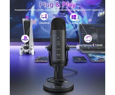 ZealSound USB kondensatorinis mikrofonas su Plug&amp;Play, garsumo valdymu, ASMR įrašams ir podcast K66