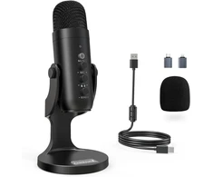 ZealSound USB kondensatorinis mikrofonas su Plug&amp;Play, garsumo valdymu, ASMR įrašams ir podcast K66