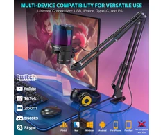 Zealsound USB mikrofonas su RGB apšvietimu, 192 kHz dažniu, vienakryptis, KM8S-EU