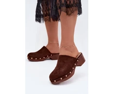 Zomšos imitacijos basutės su kulnu ir aukso spalvos kniedėmis Step in style