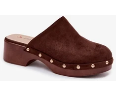 Zomšos imitacijos basutės su kulnu ir aukso spalvos kniedėmis Step in style