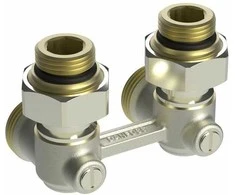 Apatinio pajungimo mazgas dvivamzdei sistemai Danfoss, RLV-KB, kampinis, 1/2''-3/4'', H tipo