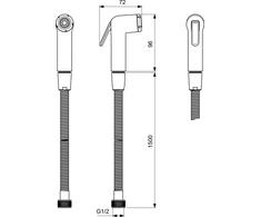 Bidetės galvute Ideal Standard, su metaline 1500 mm žarnele
