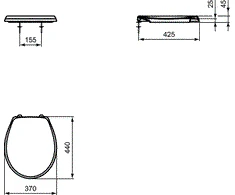 Dangtis WC Ideal Standard Contour 21, universalus, lėtai nusileidžiantis