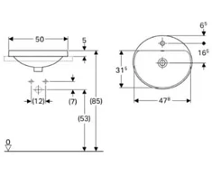 Geberit Įleidžiamas praustuvas IFO VariForm, 50 cm, baltas