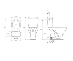 Pastatomas WC Cersanit, Kaskada su dangčiu, vertikalus pajungimas