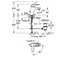 Praustuvo maišytuvas GROHE Eurostyle, baltas/chromas S-dydis