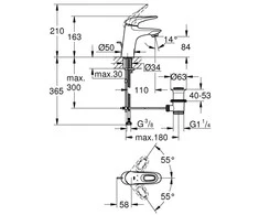 Praustuvo maišytuvas GROHE Eurostyle, baltas/chromas S-dydis