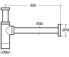 Praustuvo sifonas Ideal Standard, Design d32, chromas