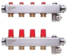 Reguliuojamas grindinio šildymo kolektorius Danfoss, be srauto matuoklių, SSM 4 žiedų