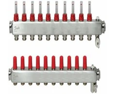 Reguliuojamas grindinio šildymo kolektorius Danfoss, su srauto matuokliais, SSM-F 9 žiedų