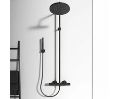Stacionari dušo sistema Ideal Standard Ceratherm T25, su Ø300 galva ir Stick rankiniu dušu, Silk Juodas matinė juoda