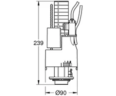 WC nuleidimo mechanizmas GROHE, dvigubo nuleidimo (Dual Fush) sistema