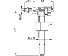 Alcadrain WC prileidimo mechanizmas AlcaPlast, šoninio pajungimo 3/8