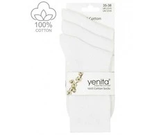 100 % medvilninės baltos premium klasės kojinės „Yenita“, 3 poros