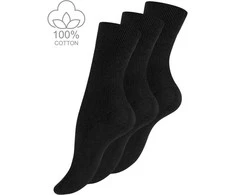 100 % medvilninės juodos kojinės „Yenita“, 3 poros