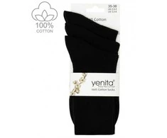 100 % medvilninės juodos kojinės „Yenita“, 3 poros