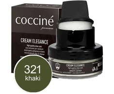 Chaki spalvos lygios odos maitinamasis ir spalvą atnaujinantis batų kremas – Coccine Kreminis Elegance, khaki, 50 ml