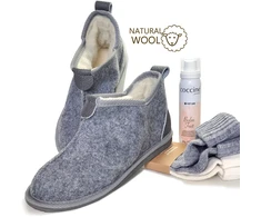 Kinkekomplekt 3-in-1: Nowo® lambavillaga sussid, VCA Textil® alpakavillased sokid ja Coccine® jalapalsam