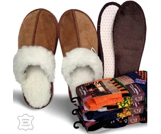 Kinkekomplekt 3 ühes: Nowo® lambavillaga sussid, Vincent Creation® villased sokid ja Coccine® meriinovillast sisetallad