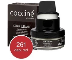 Tamsiai raudonas lygios odos maitinantis ir spalvą atnaujinantis batų kremas – Coccine Kreminis Elegance, tamsiai raudonas, 50 ml