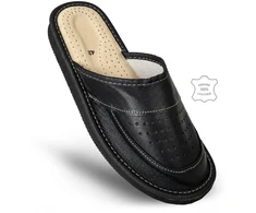 Tylbut® vyriškos odinės kambarinės šlepetės su Memory Foam vidpadžiu, juodos