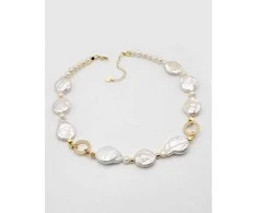 Handmade Rankų darbo boho stiliaus kaklo vėrinys su tikrais gėlavandeniais perlais – masyvus, netaisyklingų formų perlų choker'is dovanų dėžutėje