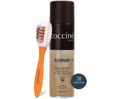 Spalvą atkuriantis purškalas zomšai ir nubukui Coccine Nano Ravvivant, 250 ml (navy mėlynas) + zomšos šepetėlis