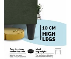 Meb Podrez Didelis kampinis sofos lovos komplektas be porankių Simple XL St Light Turkiu žalia