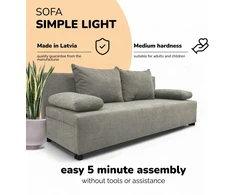 Meb Podrez Dvivietis išskleidžiamas sofa „Simple Light“ be porankių, „Podrez“, šviesiai pilka