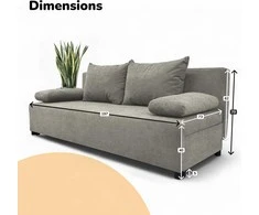 Meb Podrez Dvivietis išskleidžiamas sofa „Simple Light“ be porankių, „Podrez“, šviesiai pilka