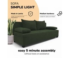 Meb Podrez Dvivietis išskleidžiamas sofa „Simple Light“ be porankių, „Podrez“, turkio žalia